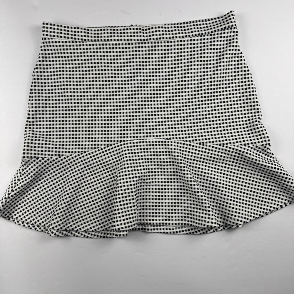 Banana Republic Black and White Checked Flounce Hem mini skirt